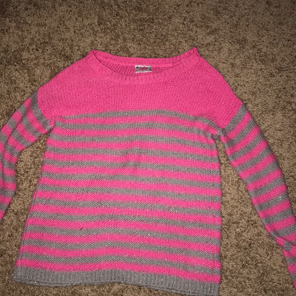 Grey and white justice brand sweater